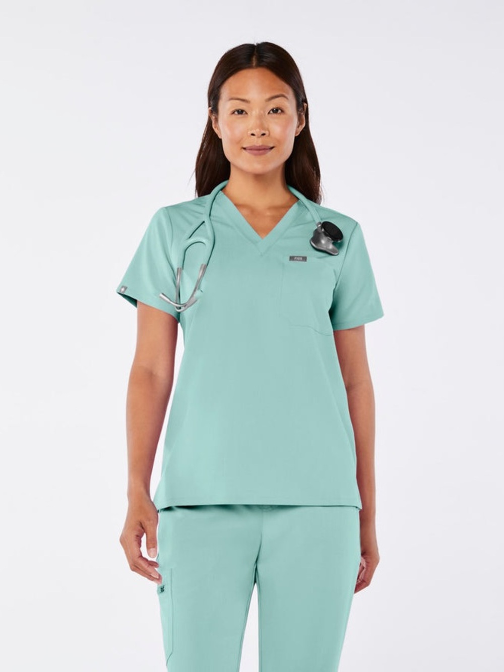 FIGS Catarina One Pocket V-Neck Scrub Top Seaglass AQM PO 3017 Sz XS